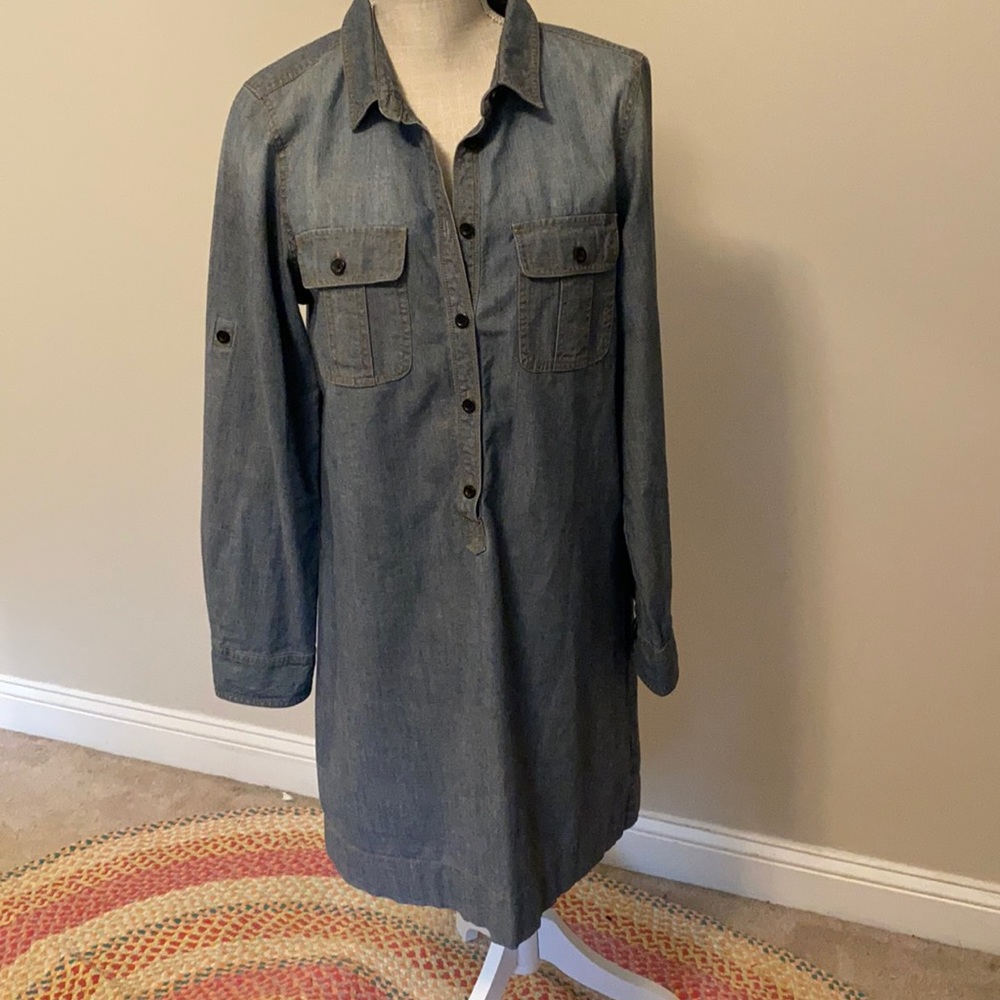 Like New J. Crew Chambray Long Sleeve Dress